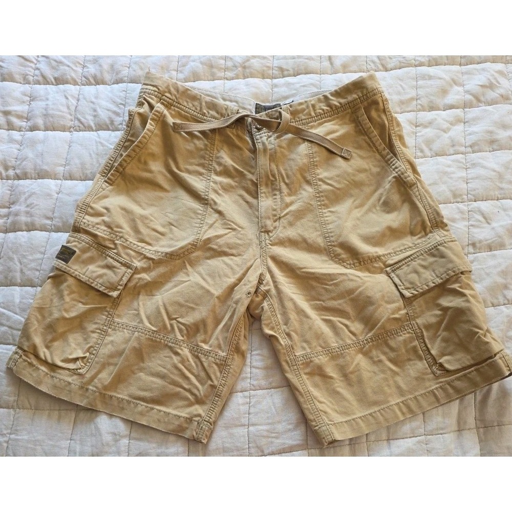 Vintage American Eagle Men's Distressed Cargo Shorts 34 Tan‎ Chunky Grunge y2k